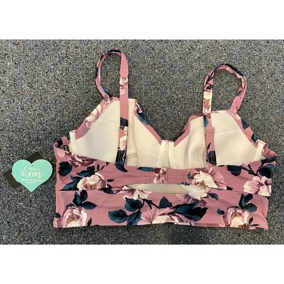 NWT Torrid Vixen Bikini Top Bathing Suit Lavender Teal Floral Underwire 2 2X New - Picture 4 of 6